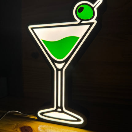 Lampe Cocktail - Lightbox 3D LED | Design Noir, Blanc & Vert | USB