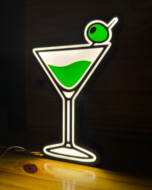 Lampe Cocktail - Lightbox 3D LED | Design Noir, Blanc & Vert | USB