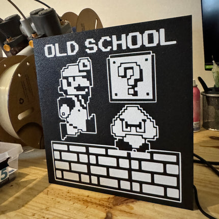Lampe Mario Old School - Lightbox 3D LED | Design Noir & Blanc | USB
