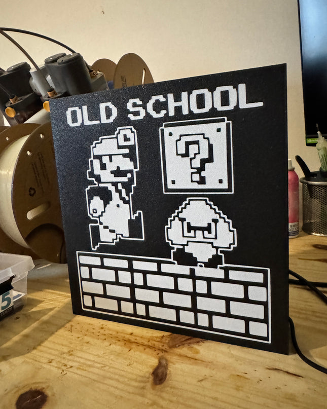 Lampe Mario Old School - Lightbox 3D LED | Design Noir & Blanc | USB