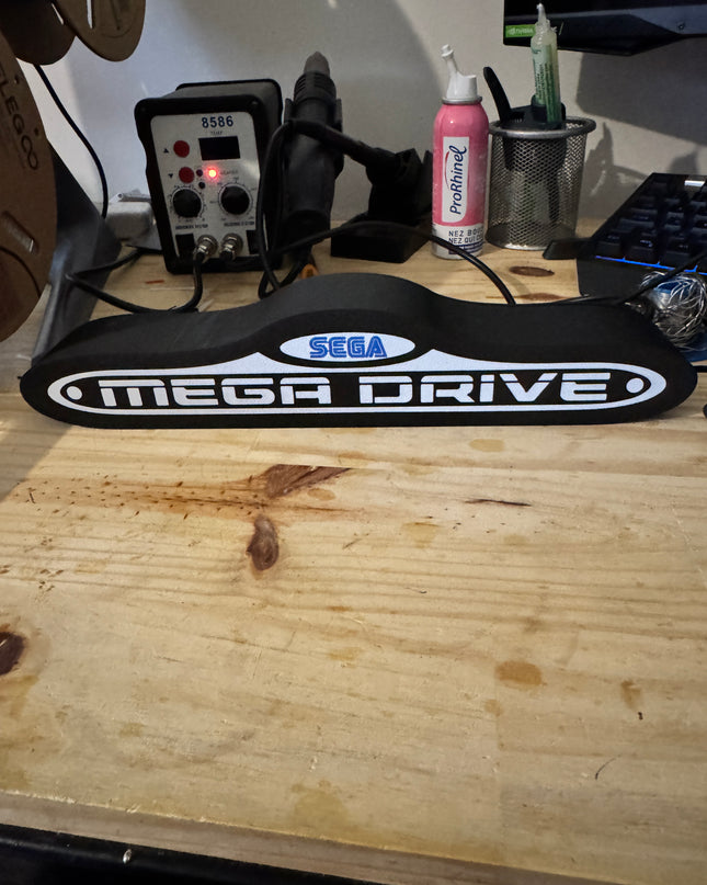 Lampe Mega Drive - Lightbox 3D LED | Design Noir, Blanc & Bleu | USB