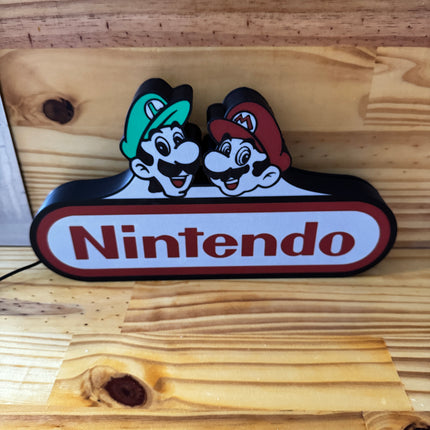 Lampe Mario & Luigi - Nintendo Lightbox 3D LED | Design Noir, Blanc, Rouge & Vert | USB