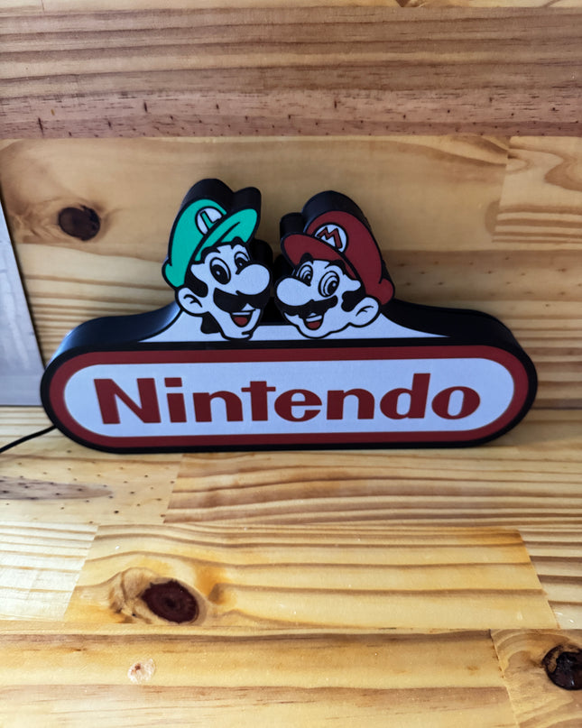 Lampe Mario & Luigi - Nintendo Lightbox 3D LED | Design Noir, Blanc, Rouge & Vert | USB