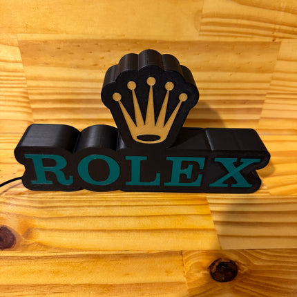Lampe Rolex - Lightbox 3D LED | Design Noir, Vert & Doré | USB