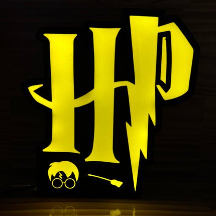 Lampe Harry Potter - Lightbox 3D LED | Design Noir & Jaune | USB