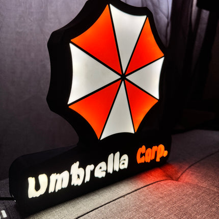 Lampe Resident Evil - Umbrella Corporation Lightbox 3D LED | Design Noir, Blanc & Rouge | USB