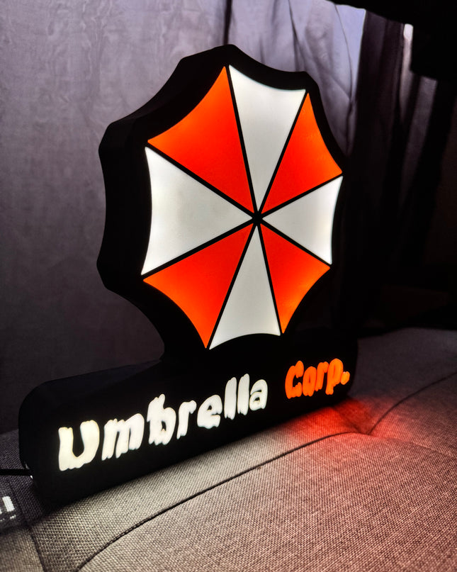 Lampe Resident Evil - Umbrella Corporation Lightbox 3D LED | Design Noir, Blanc & Rouge | USB