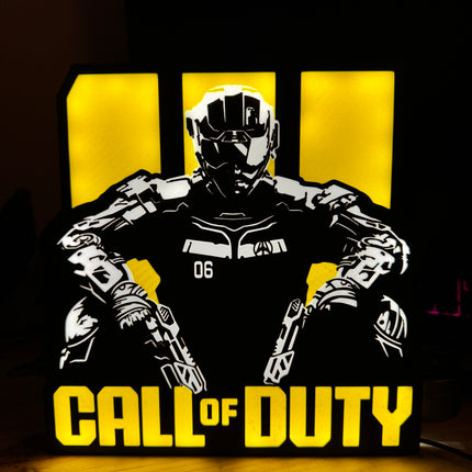Lampe Call of Duty - Lightbox 3D LED | Design Noir, Jaune & Blanc | USB