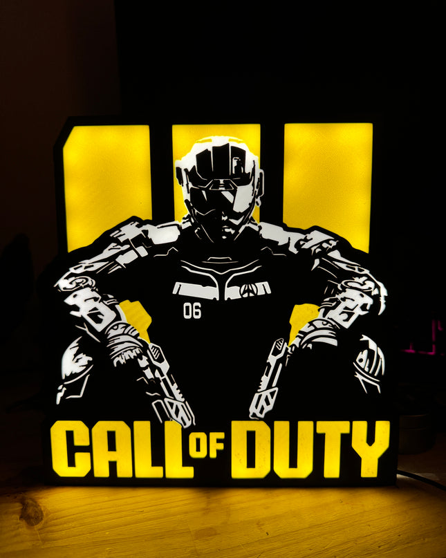 Lampe Call of Duty - Lightbox 3D LED | Design Noir, Jaune & Blanc | USB