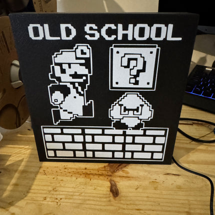 Lampe Mario Old School - Lightbox 3D LED | Design Noir & Blanc | USB