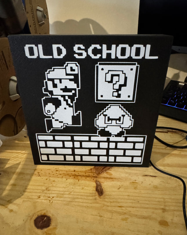 Lampe Mario Old School - Lightbox 3D LED | Design Noir & Blanc | USB