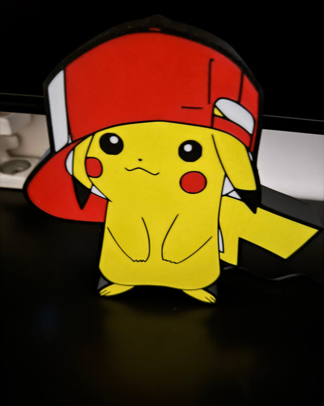 Lampe Pokémon Casquette - Lightbox 3D LED | Design Noir, Rouge, Blanc & Jaune | USB