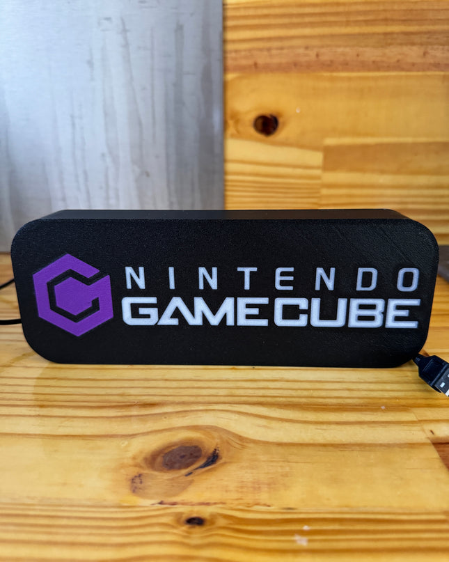 Lampe GameCube - Lightbox 3D LED | Design Noir, Blanc & Violet | USB