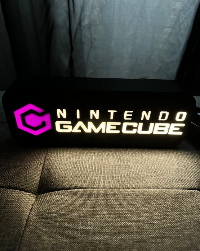 Lampe GameCube - Lightbox 3D LED | Design Noir, Blanc & Violet | USB