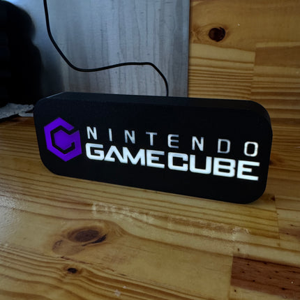 Lampe GameCube - Lightbox 3D LED | Design Noir, Blanc & Violet | USB