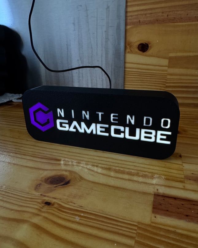 Lampe GameCube - Lightbox 3D LED | Design Noir, Blanc & Violet | USB