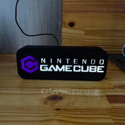Lampe GameCube - Lightbox 3D LED | Design Noir, Blanc & Violet | USB