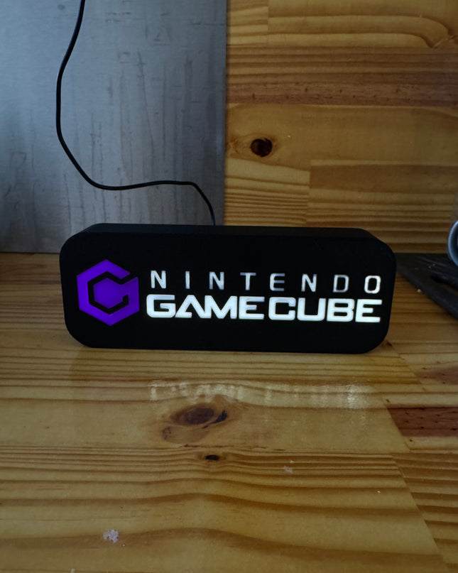 Lampe GameCube - Lightbox 3D LED | Design Noir, Blanc & Violet | USB