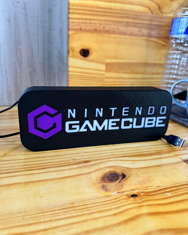 Lampe GameCube - Lightbox 3D LED | Design Noir, Blanc & Violet | USB