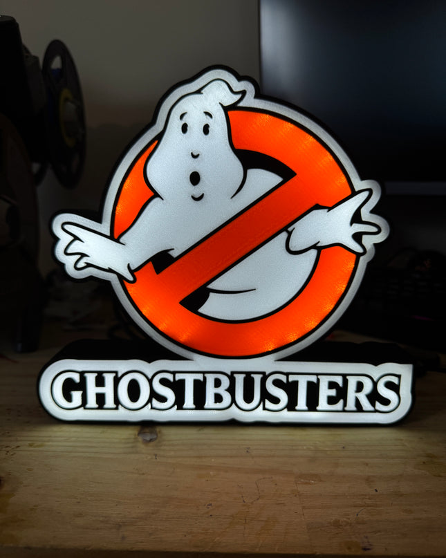 Lampe Ghostbusters - Lightbox 3D LED | Design Noir, Blanc & Rouge | USB