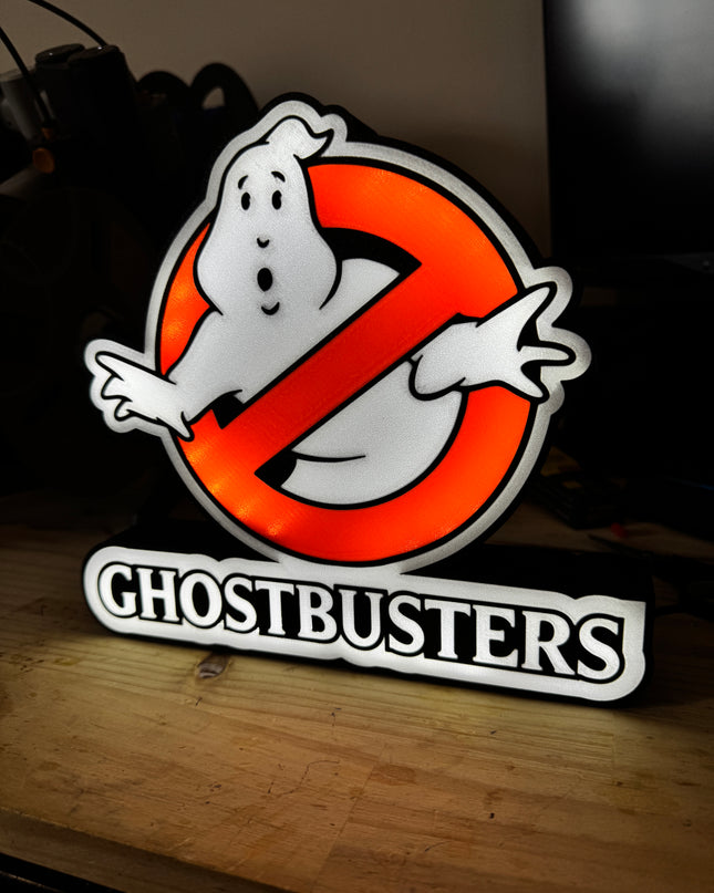 Lampe Ghostbusters - Lightbox 3D LED | Design Noir, Blanc & Rouge | USB