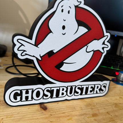 Lampe Ghostbusters - Lightbox 3D LED | Design Noir, Blanc & Rouge | USB