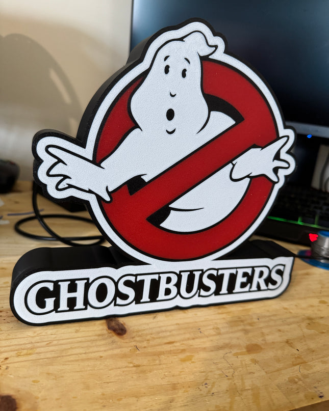 Lampe Ghostbusters - Lightbox 3D LED | Design Noir, Blanc & Rouge | USB