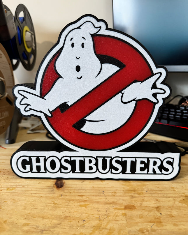 Lampe Ghostbusters - Lightbox 3D LED | Design Noir, Blanc & Rouge | USB