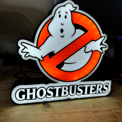Lampe Ghostbusters - Lightbox 3D LED | Design Noir, Blanc & Rouge | USB