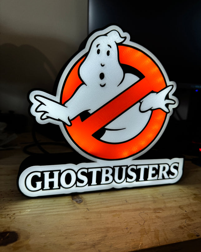 Lampe Ghostbusters - Lightbox 3D LED | Design Noir, Blanc & Rouge | USB