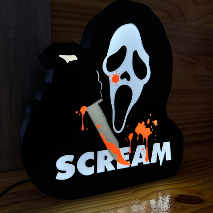 Lampe Scream - Lightbox 3D LED | Design Noir, Blanc, Rouge & Gris | USB