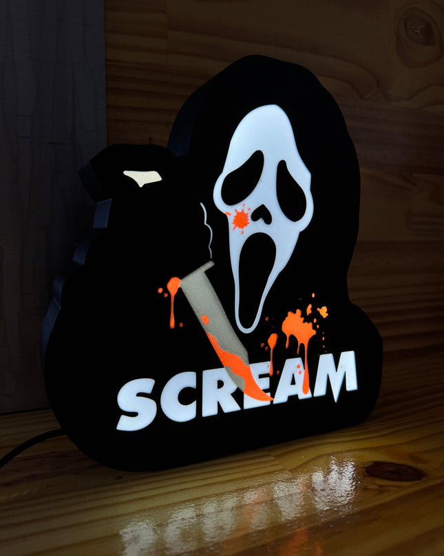 Lampe Scream - Lightbox 3D LED | Design Noir, Blanc, Rouge & Gris | USB