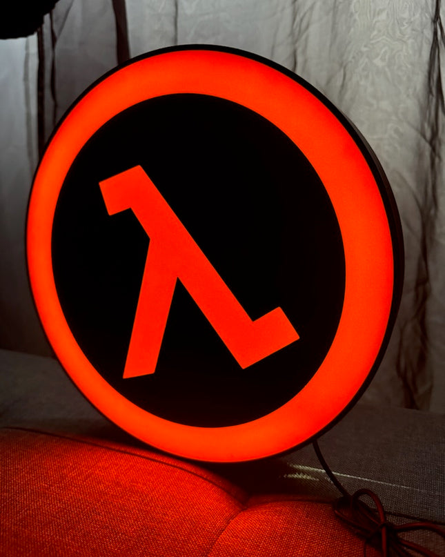 Lampe Half-Life - Lightbox 3D LED | Design Noir & Orange | USB