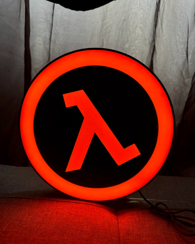 Lampe Half-Life - Lightbox 3D LED | Design Noir & Orange | USB