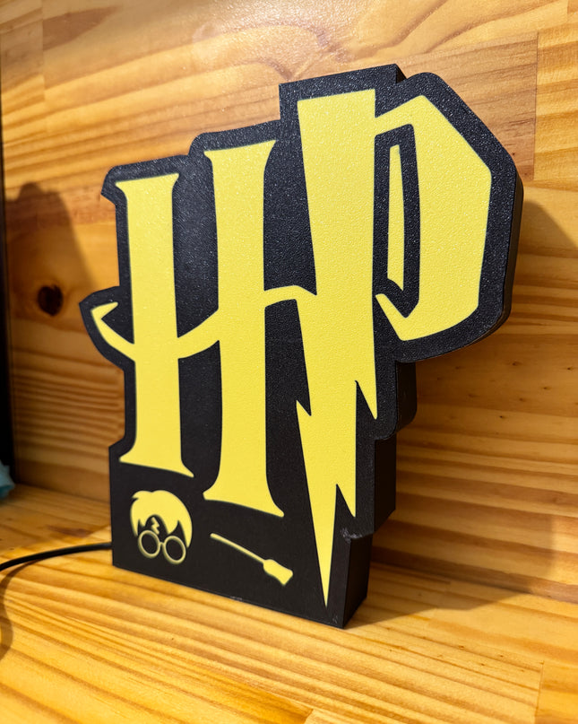 Lampe Harry Potter - Lightbox 3D LED | Design Noir & Jaune | USB