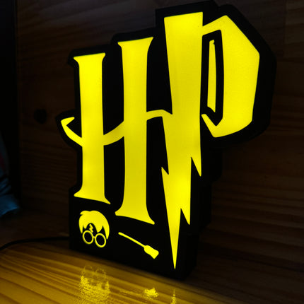 Lampe Harry Potter - Lightbox 3D LED | Design Noir & Jaune | USB