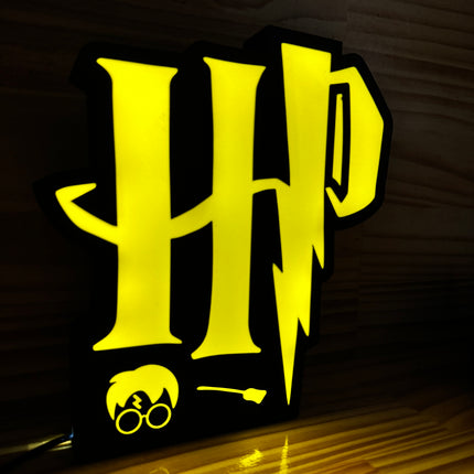 Lampe Harry Potter - Lightbox 3D LED | Design Noir & Jaune | USB