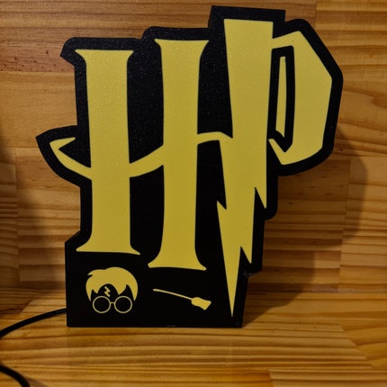Lampe Harry Potter - Lightbox 3D LED | Design Noir & Jaune | USB