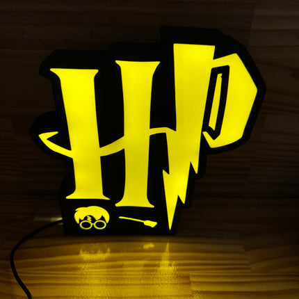 Lampe Harry Potter - Lightbox 3D LED | Design Noir & Jaune | USB