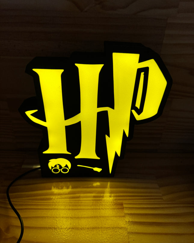 Lampe Harry Potter - Lightbox 3D LED | Design Noir & Jaune | USB