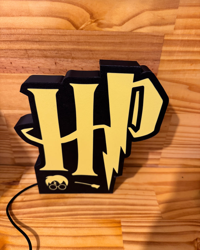 Lampe Harry Potter - Lightbox 3D LED | Design Noir & Jaune | USB