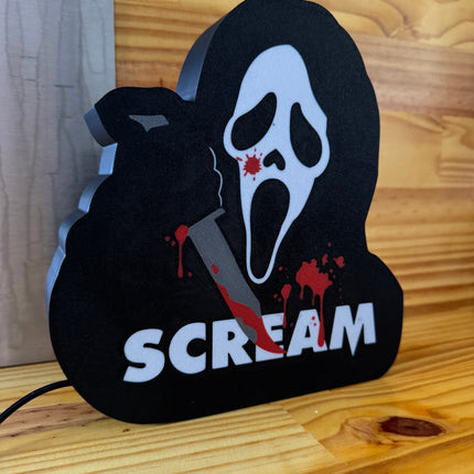 Lampe Scream - Lightbox 3D LED | Design Noir, Blanc, Rouge & Gris | USB