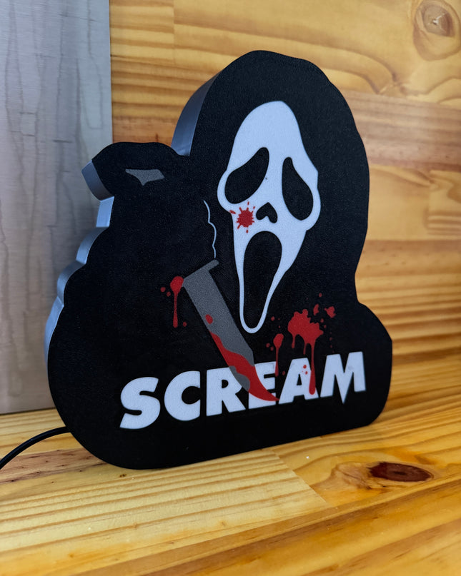 Lampe Scream - Lightbox 3D LED | Design Noir, Blanc, Rouge & Gris | USB