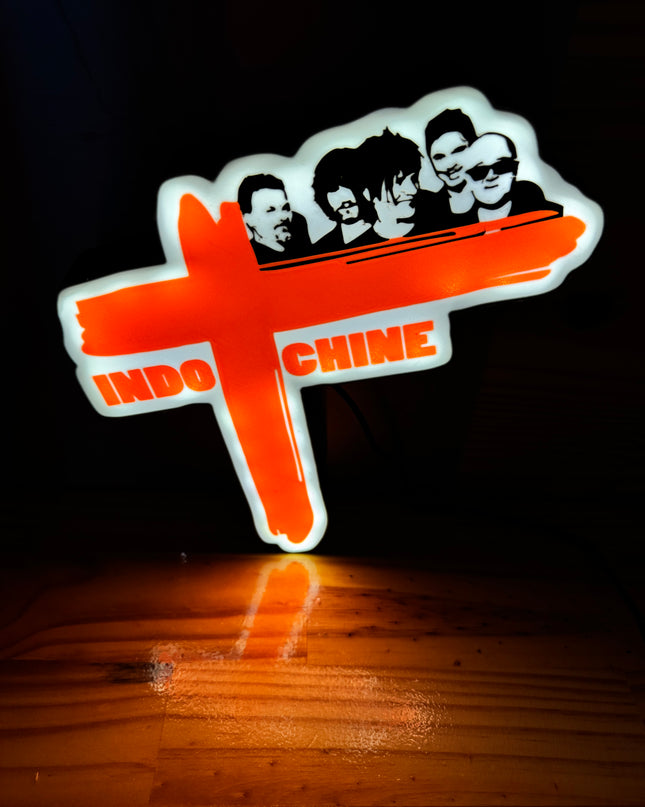 Lampe Indochine - Lightbox 3D LED | Design Noir, Rouge & Blanc | USB