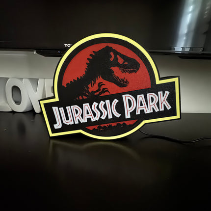 Lampe Jurassic Park - Lightbox 3D LED | Design Noir, Rouge & Jaune | USB