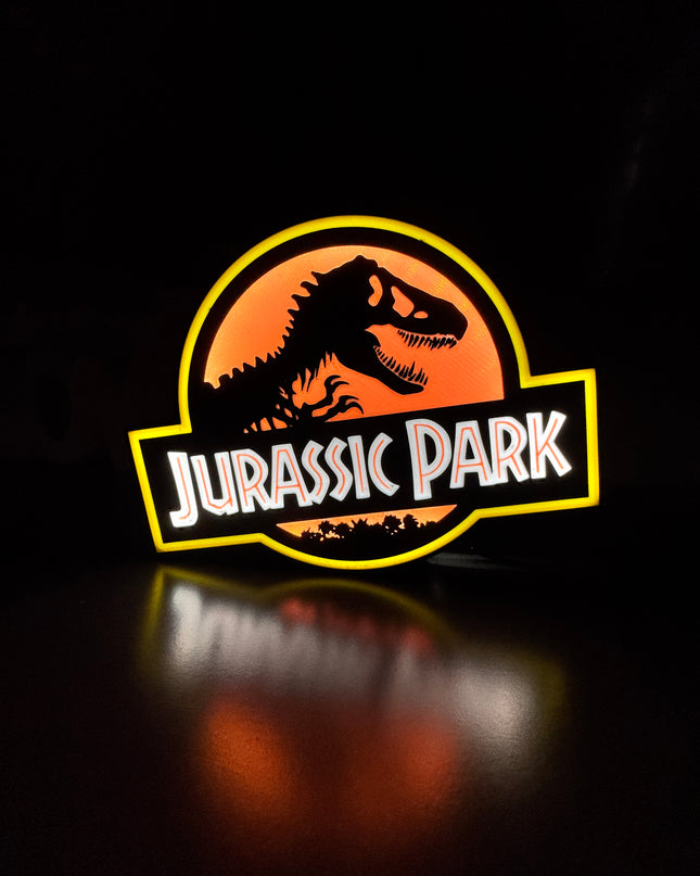 Lampe Jurassic Park - Lightbox 3D LED | Design Noir, Rouge & Jaune | USB