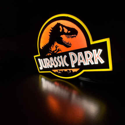 Lampe Jurassic Park - Lightbox 3D LED | Design Noir, Rouge & Jaune | USB