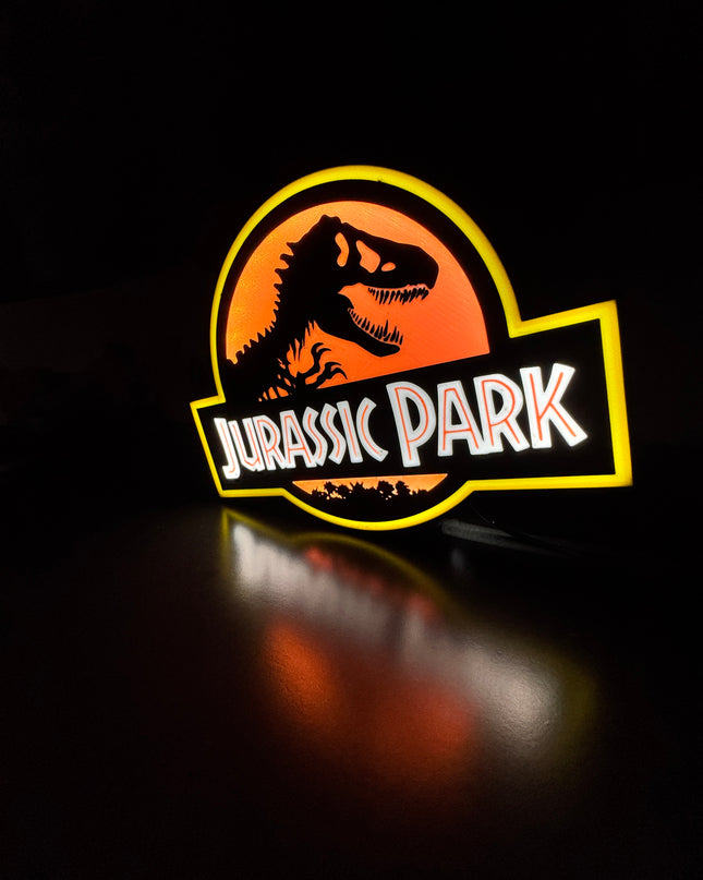 Lampe Jurassic Park - Lightbox 3D LED | Design Noir, Rouge & Jaune | USB