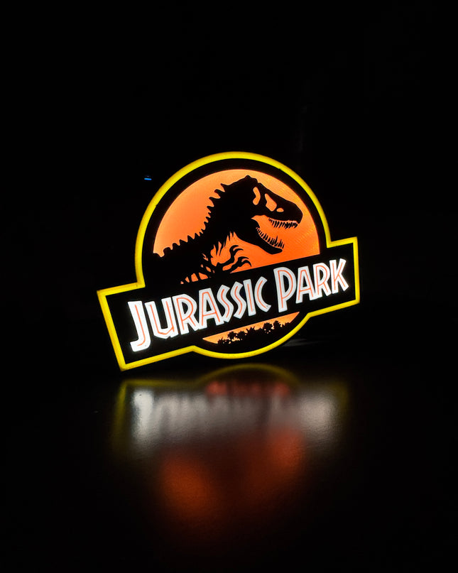 Lampe Jurassic Park - Lightbox 3D LED | Design Noir, Rouge & Jaune | USB