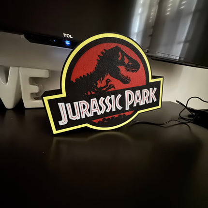Lampe Jurassic Park - Lightbox 3D LED | Design Noir, Rouge & Jaune | USB